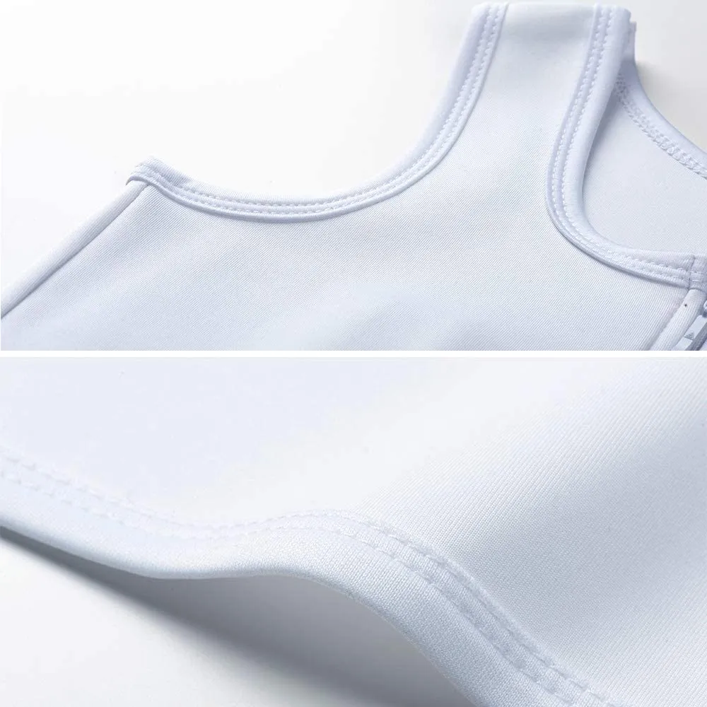 MRIMIN  FTM Lesbian Tomboy Zip Up Elastic Chest Binder Breathable Bamboo Slim Fit Tank Top-MRB3