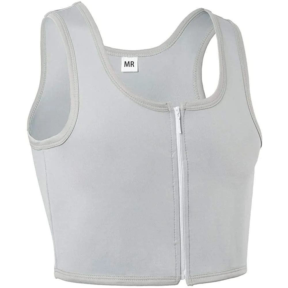 MRIMIN  FTM Lesbian Tomboy Zip Up Elastic Chest Binder Breathable Bamboo Slim Fit Tank Top-MRB3