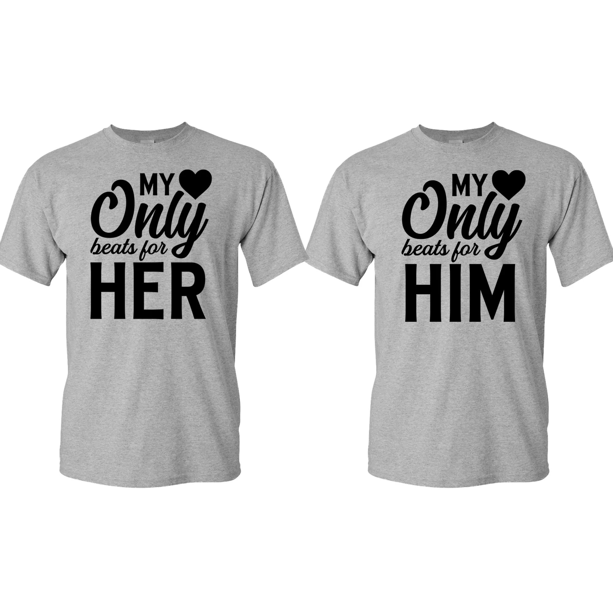 My Heart only beats for her/him Couple Matching T-shirt Valentine's Day T-shirt