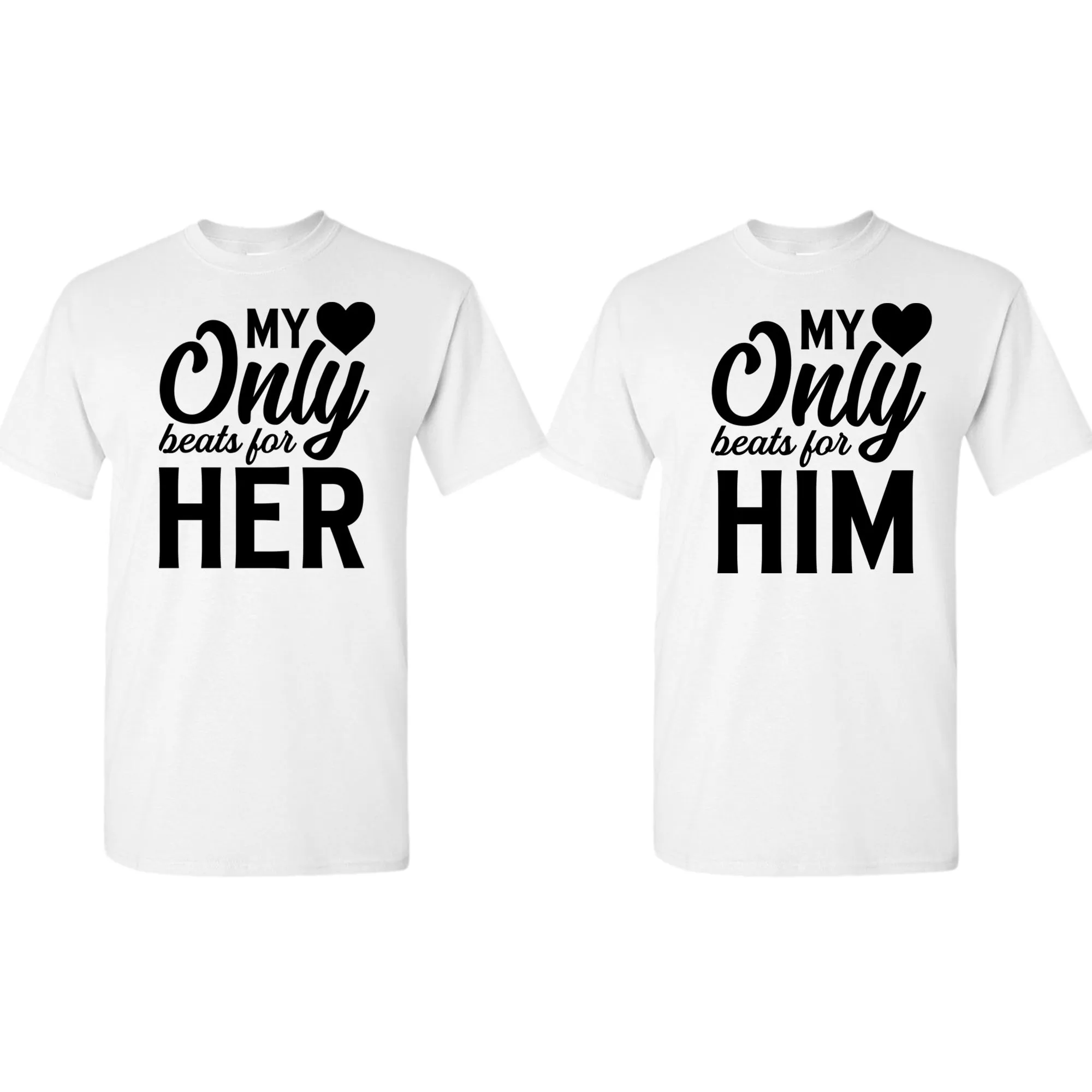 My Heart only beats for her/him Couple Matching T-shirt Valentine's Day T-shirt