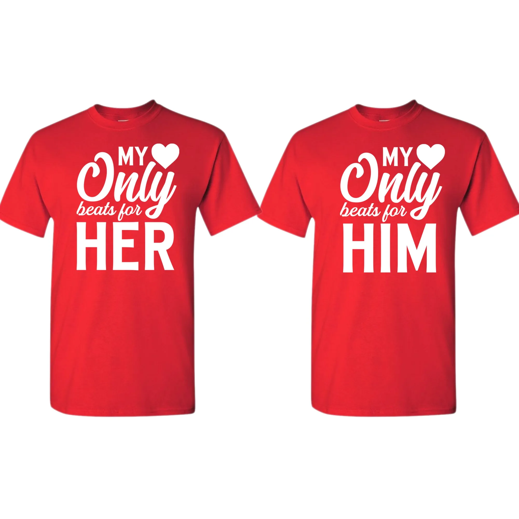 My Heart only beats for her/him Couple Matching T-shirt Valentine's Day T-shirt