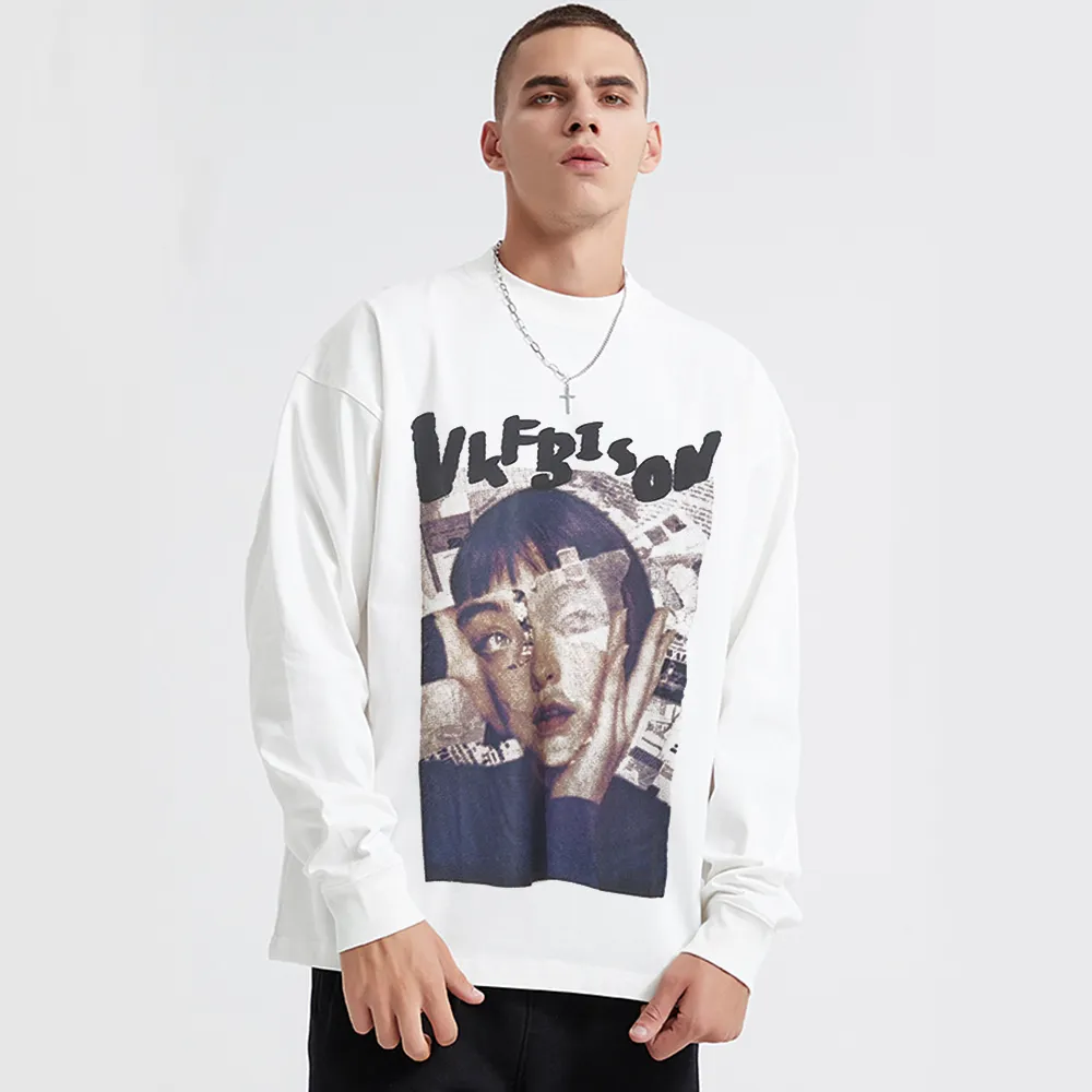 Newspaper Splicing Sense Long-Sleeve Shirt