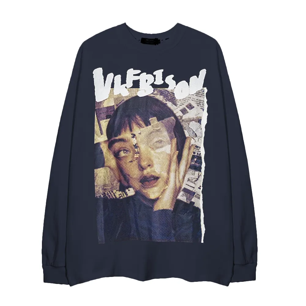 Newspaper Splicing Sense Long-Sleeve Shirt