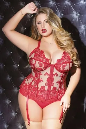 Next to Naked Bustier - Red & Nude - Size