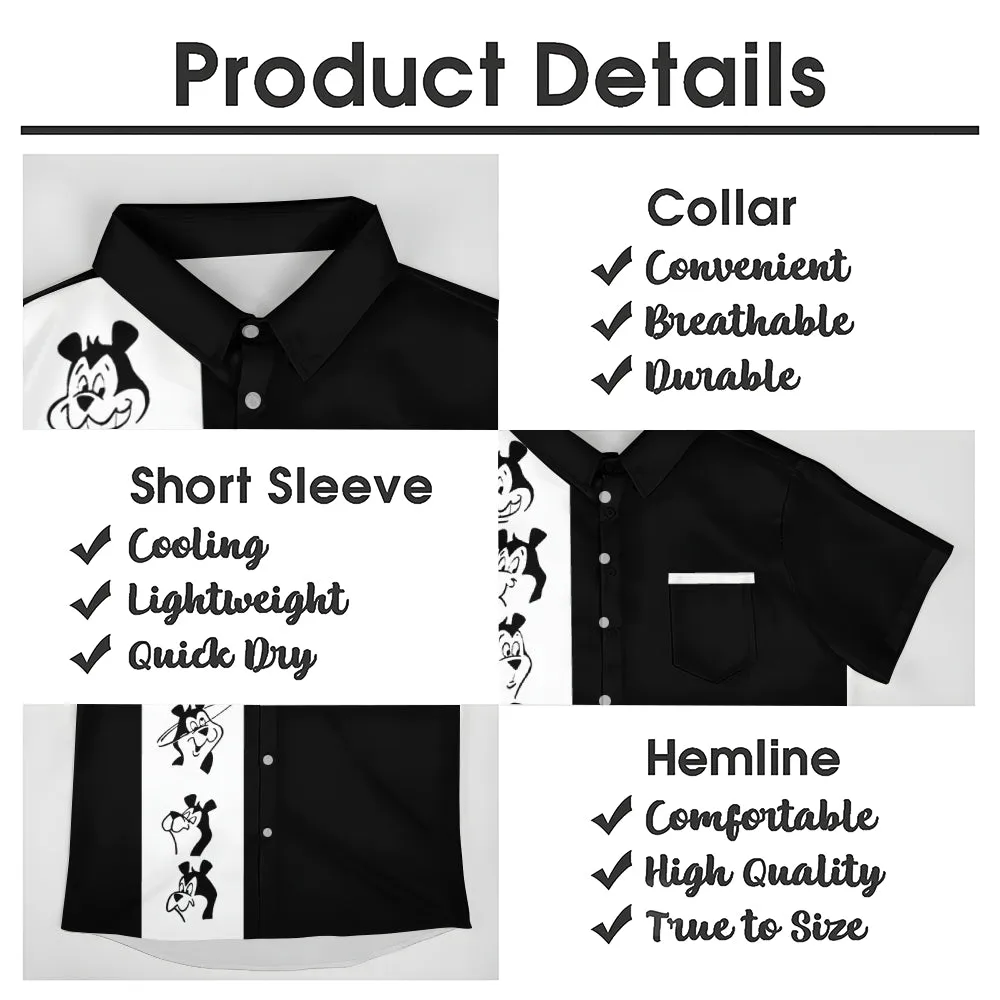 Nostalgic Bear Cartoon Short Sleeve Casual Shirt 2412006746
