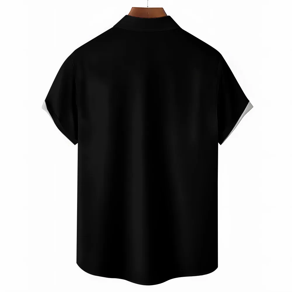 Nostalgic Bear Cartoon Short Sleeve Casual Shirt 2412006746