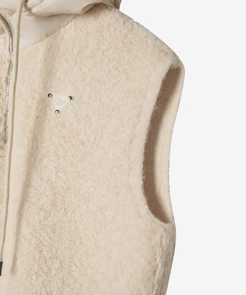 OBER Golf Padded Hood Knit Vest - Ivory