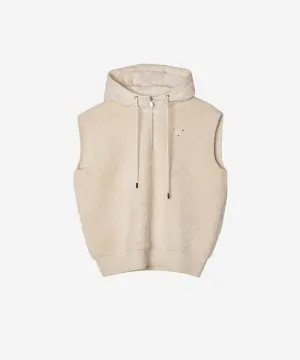 OBER Golf Padded Hood Knit Vest - Ivory