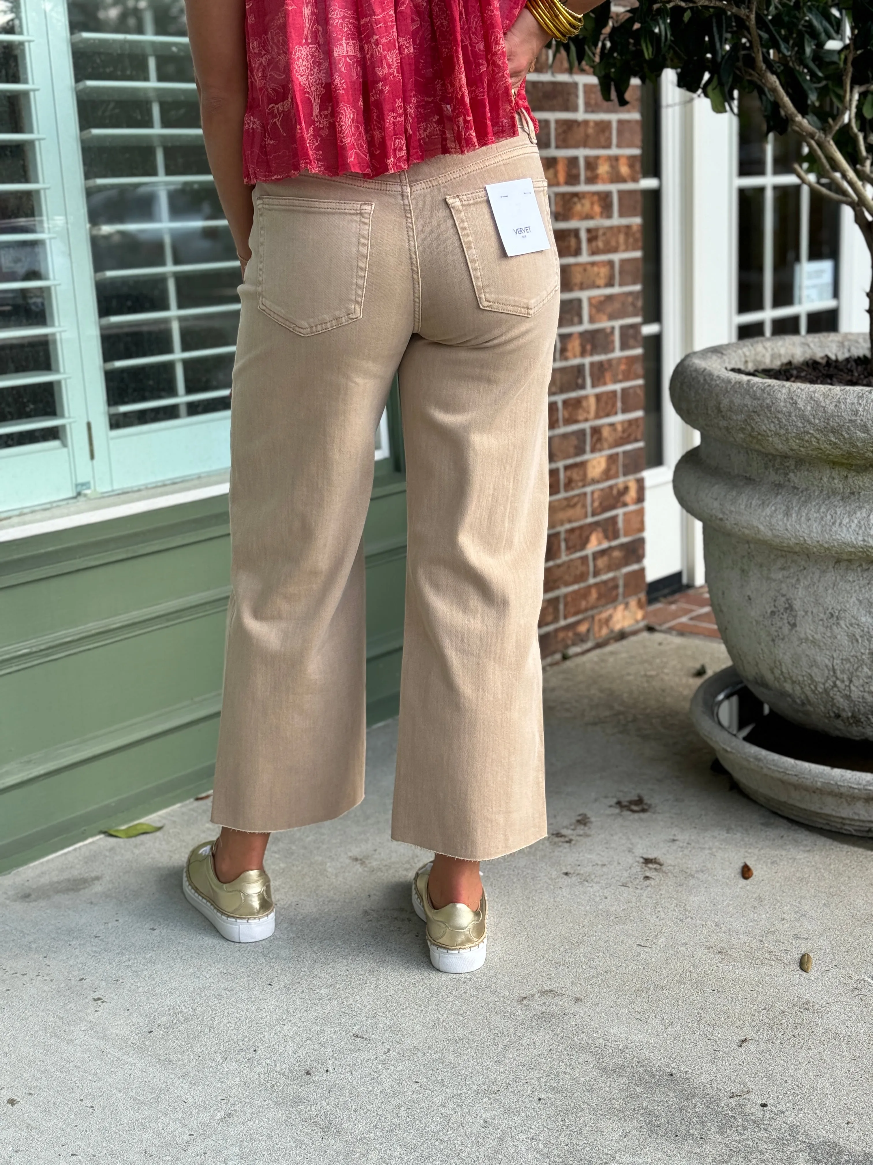 Olivia Cropped Denim - Khaki