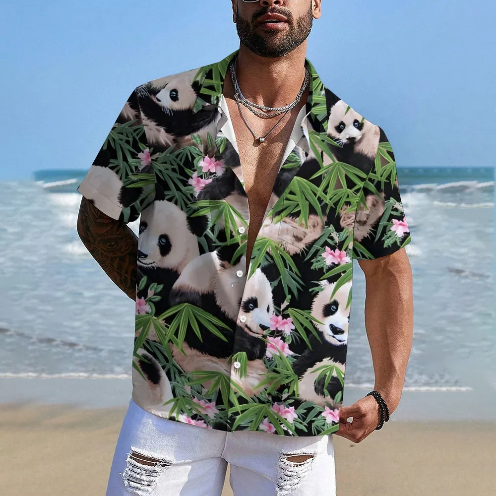 Panda Bamboo And Flowers Casual Shirt 2412006955