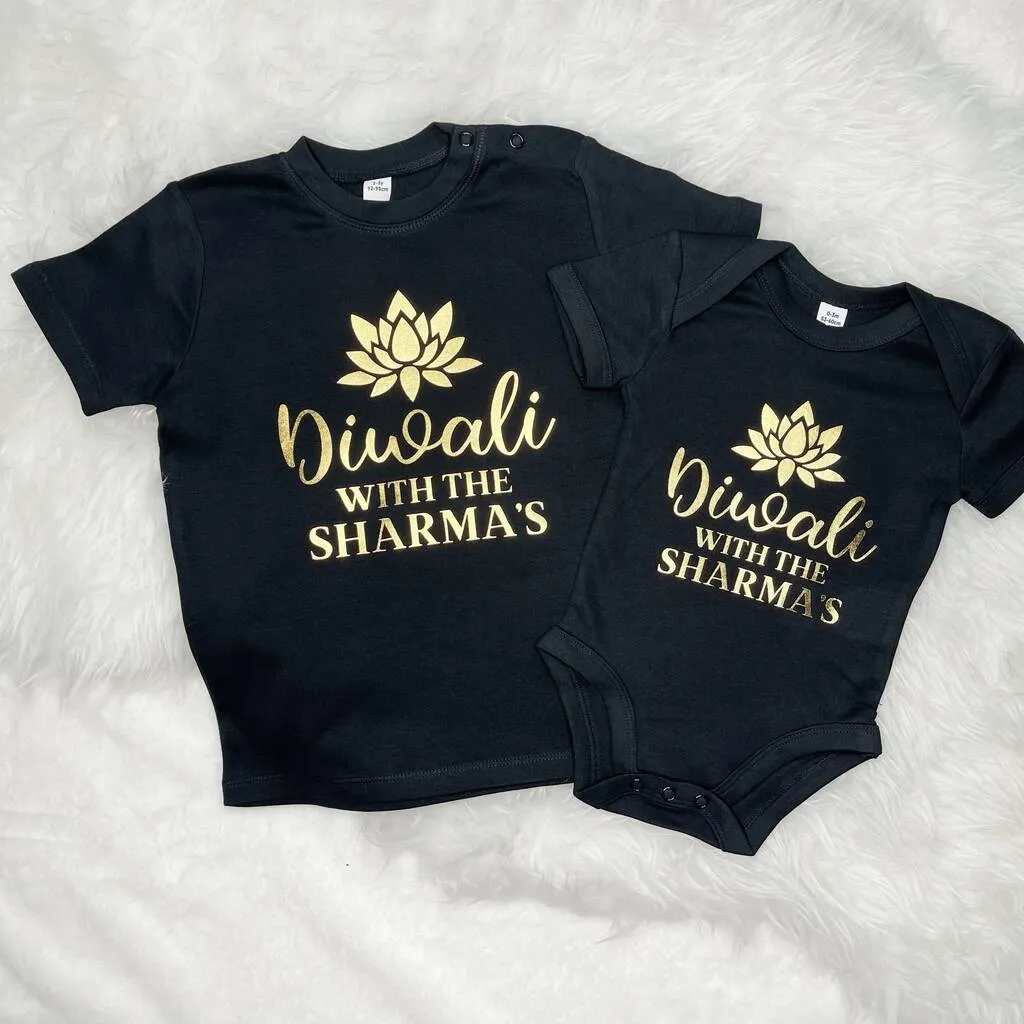 Personalised Diwali Matching Family T Shirt Set