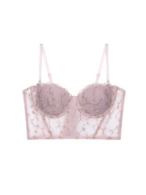 Pink Floral Embroidered Corset Top