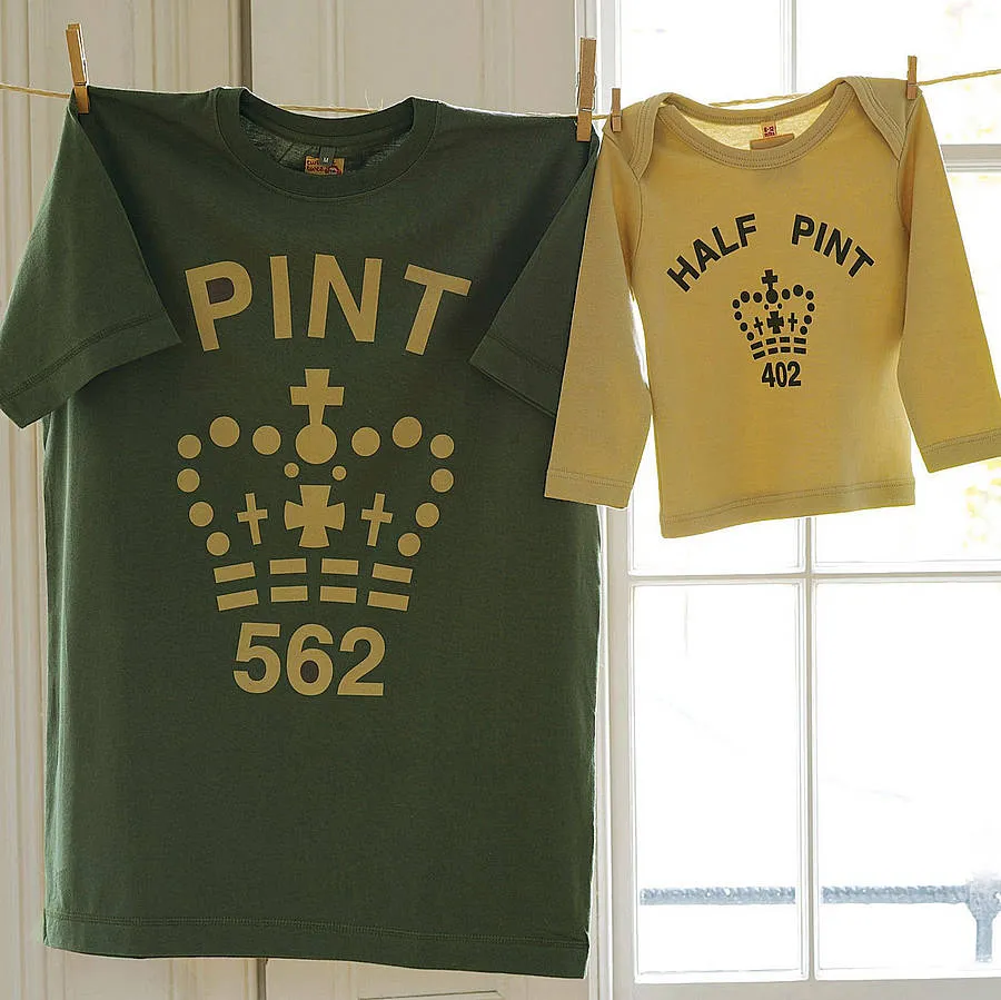 Pint & Half Pint t shirt set for parent and son/ daughter in khaki & coffee