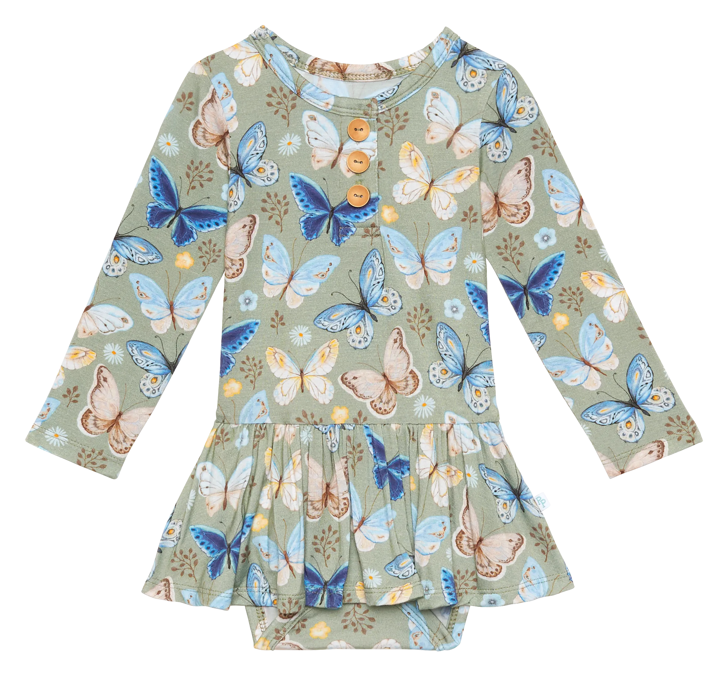 Posh Peanut Lucy L/S Henley with Twirl Skirt Bodysuit