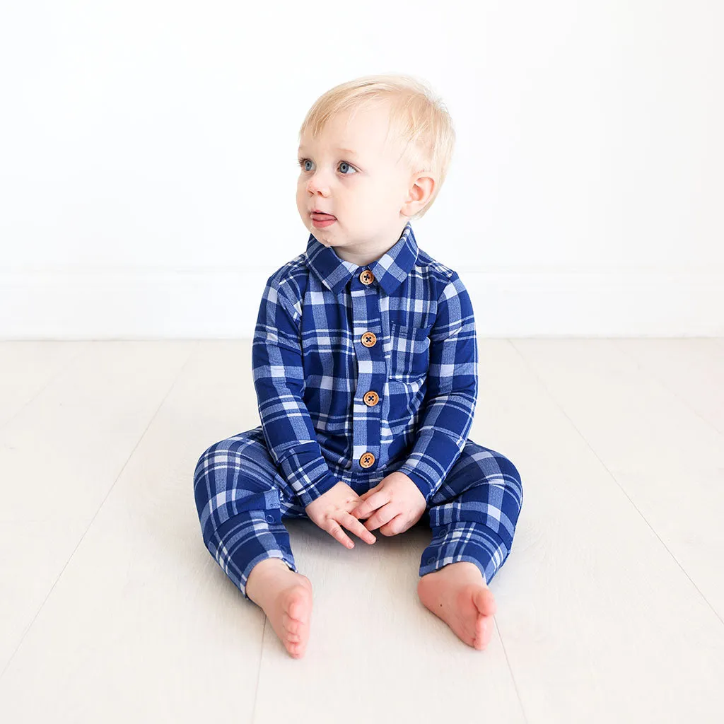 Posh Peanut Owen L/S Collared Henley Long Romper
