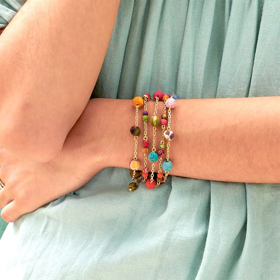 Recycled Sari Multi-strand Bracelet, India