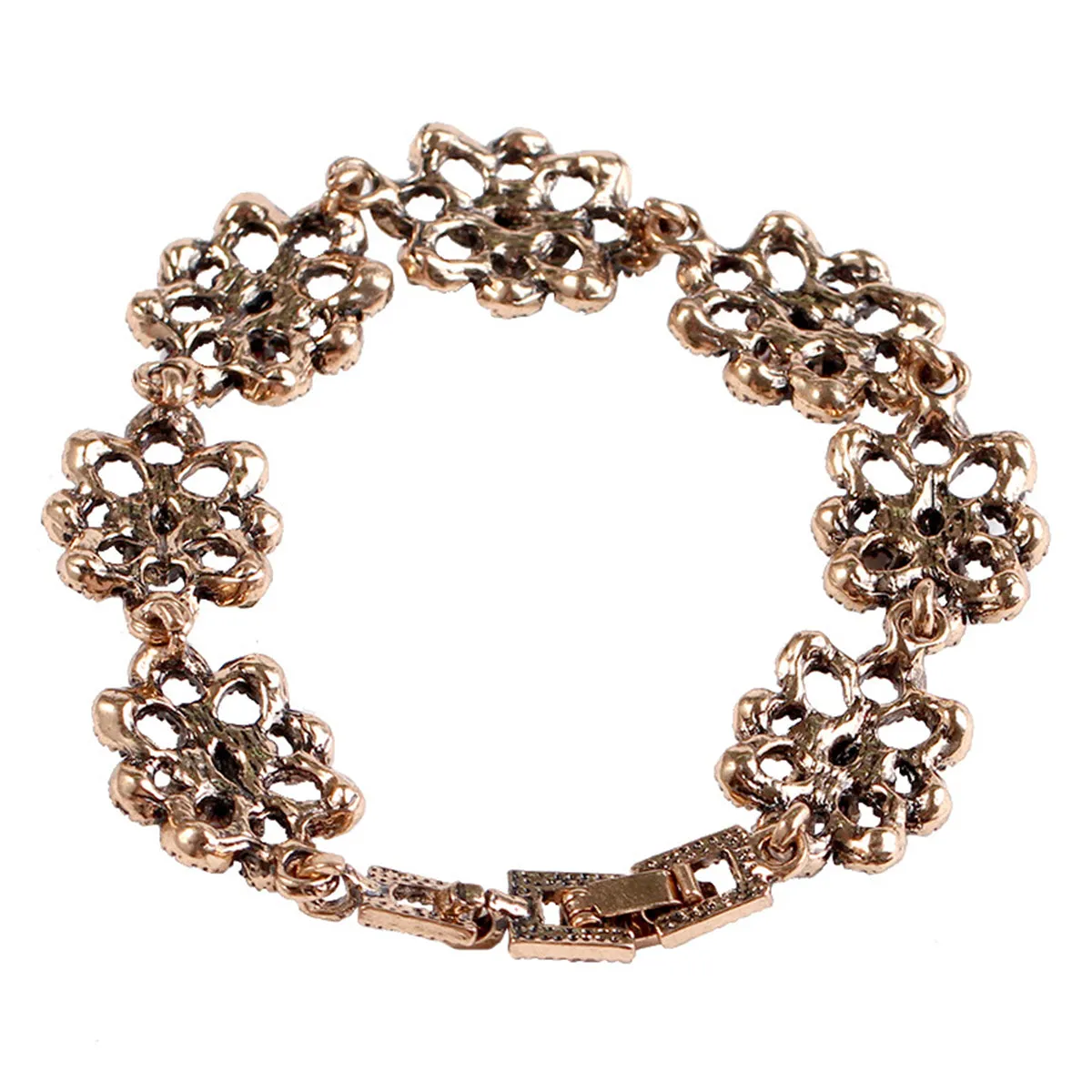 Red & Green Cubic Zirconia Flower Station Bracelet