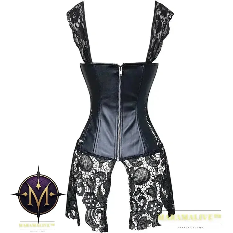 S-6XL PVC Black And Red Corset Steampunk Waist Best Lace Lady Leather Plus Size Gothic New Women Sexy Corselet Bustier Corset
