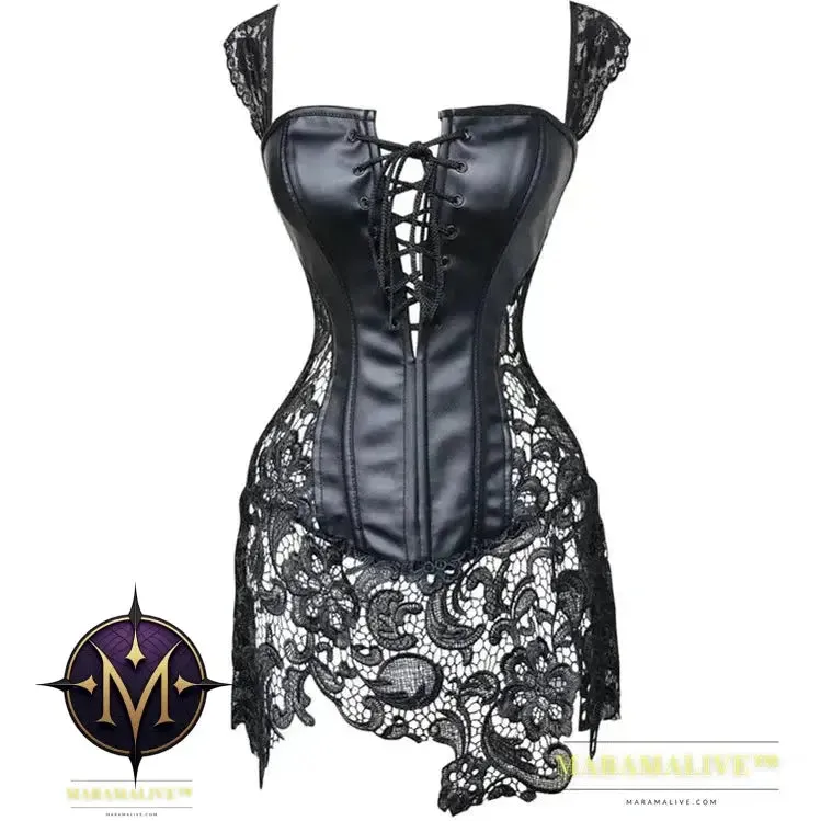 S-6XL PVC Black And Red Corset Steampunk Waist Best Lace Lady Leather Plus Size Gothic New Women Sexy Corselet Bustier Corset
