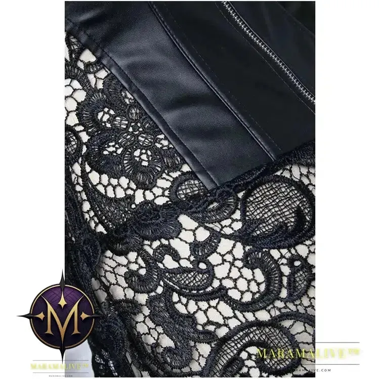 S-6XL PVC Black And Red Corset Steampunk Waist Best Lace Lady Leather Plus Size Gothic New Women Sexy Corselet Bustier Corset