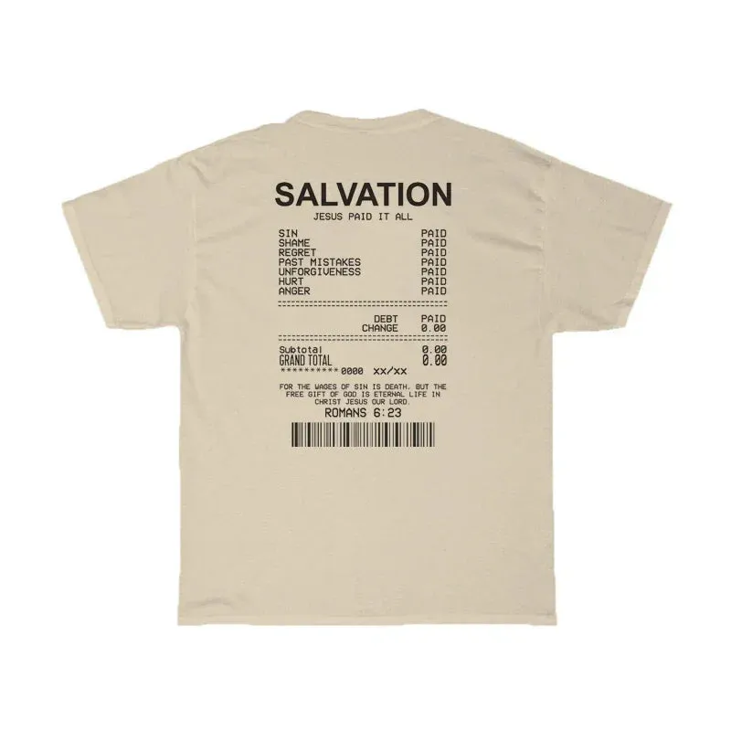 Salvation Back Print Bible Verse T-Shirts