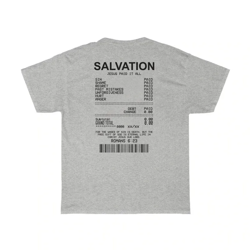 Salvation Back Print Bible Verse T-Shirts