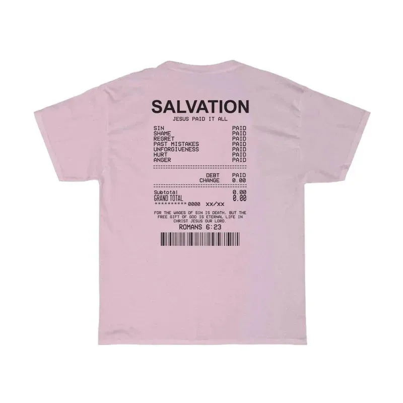 Salvation Back Print Bible Verse T-Shirts