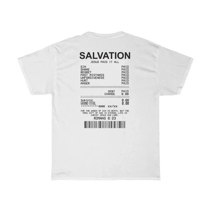 Salvation Back Print Bible Verse T-Shirts