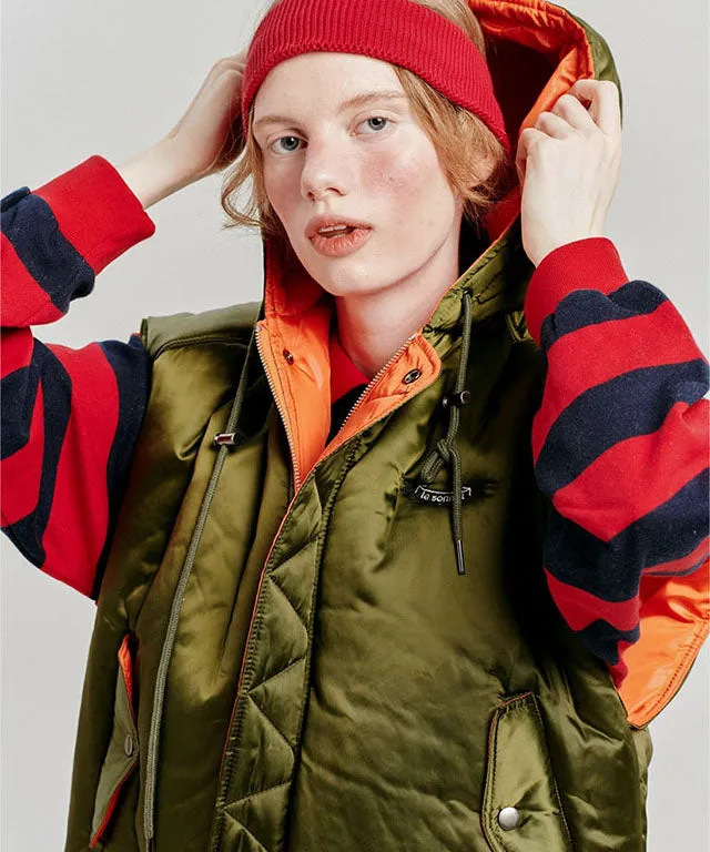 [SAMPLE SALE]LE SONNET Aviation Jumper Vest MA-1 Vest - Khaki