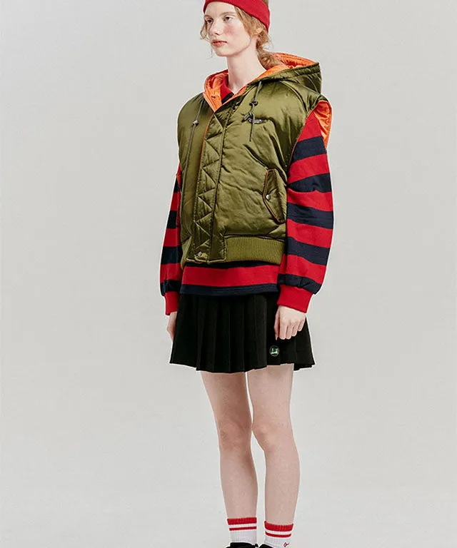 [SAMPLE SALE]LE SONNET Aviation Jumper Vest MA-1 Vest - Khaki