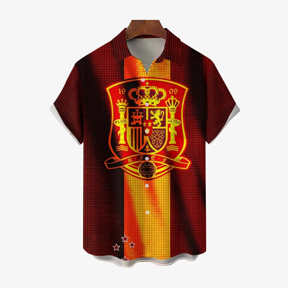 Spain European Cup Casual Large Size Short Sleeve Shirt 2407002129