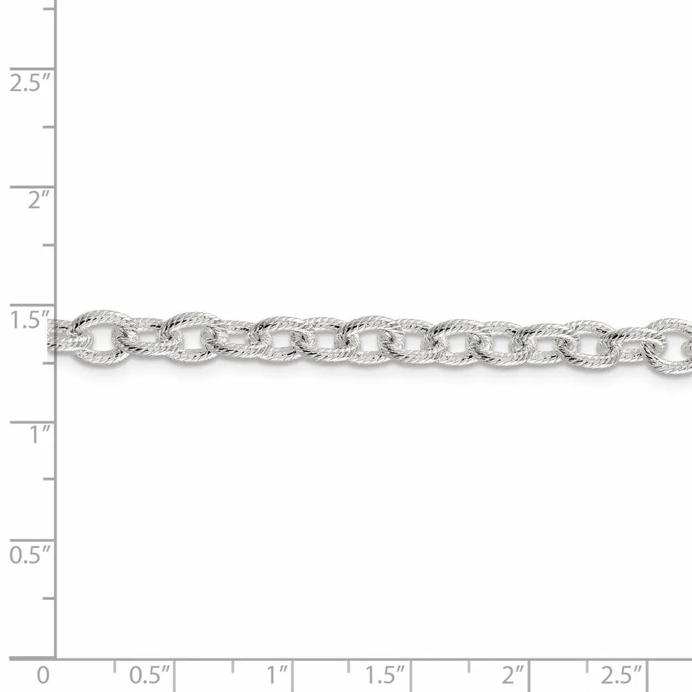 Sterling Silver 6.25mm Fancy Patterned Rolo Chain