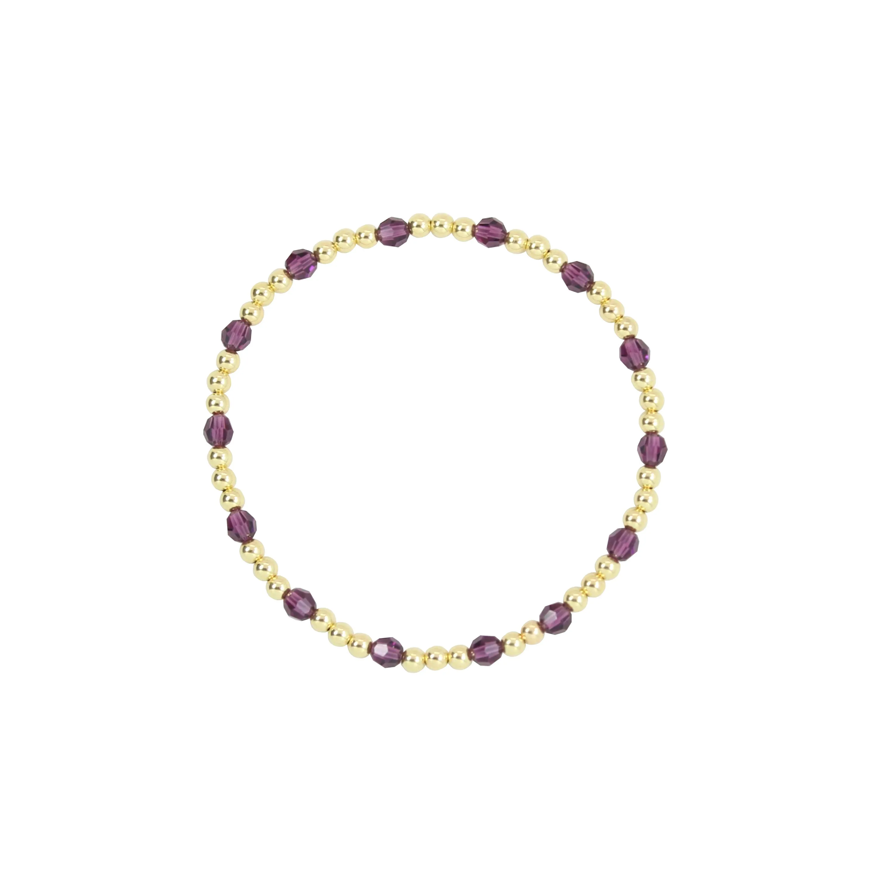 Stretchy February Birthstone Adult Dotted Bracelet (3MM   4MM beads)