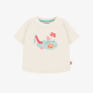 T-shirt crème avec illustration, bébé || Cream T-shirt with illustration, baby