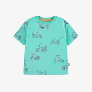 T-shirt turquoise à motifs, bébé ||Turquoise T-shirt with all over print, baby