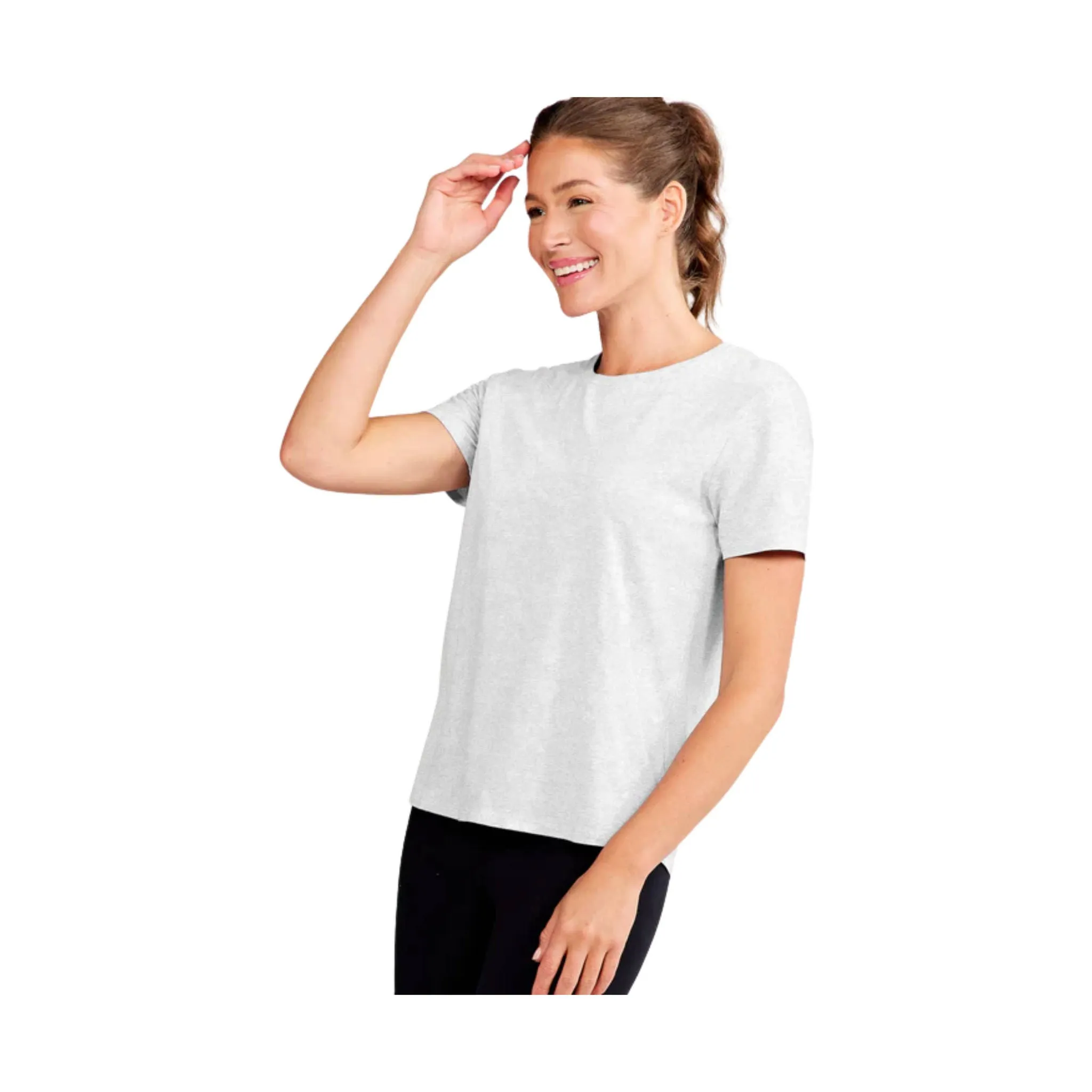 Tasc Women's All Day Short Sleeve T Shirt - Light Grey Heather