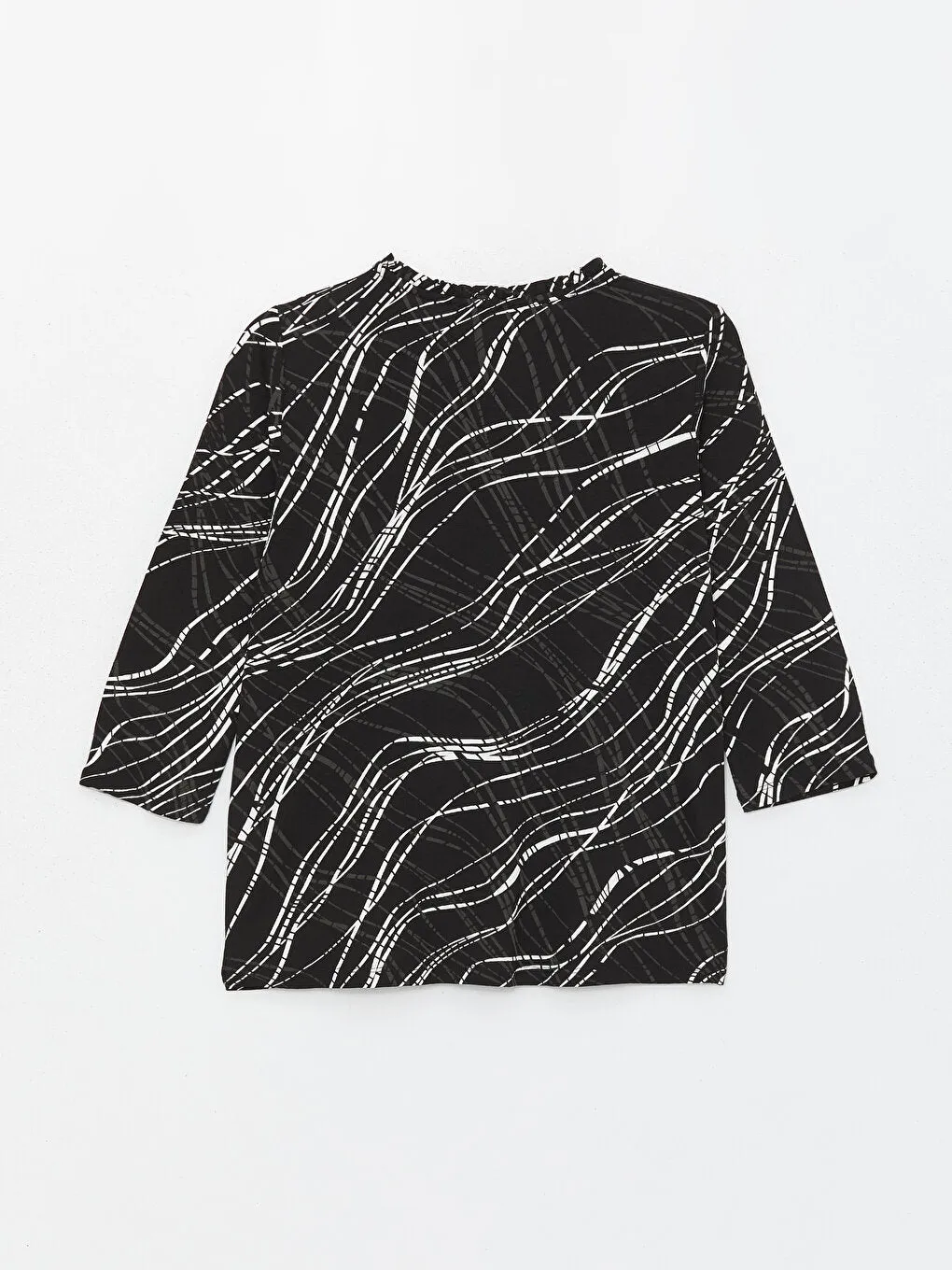 Tie Collar Patterned Women's T-Shirt