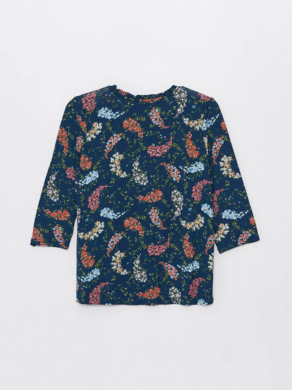 Tie Collar Patterned Women's T-Shirt