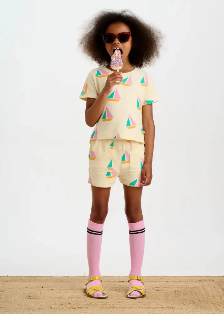 Tiller - Pink Sailboat Baby & Kids Shorts