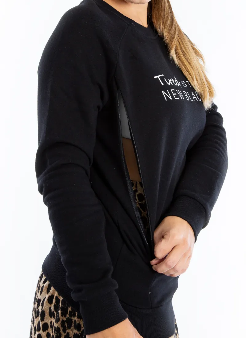 TIRED IS THE NEW BLACK Breastfeeding Sweatshirt