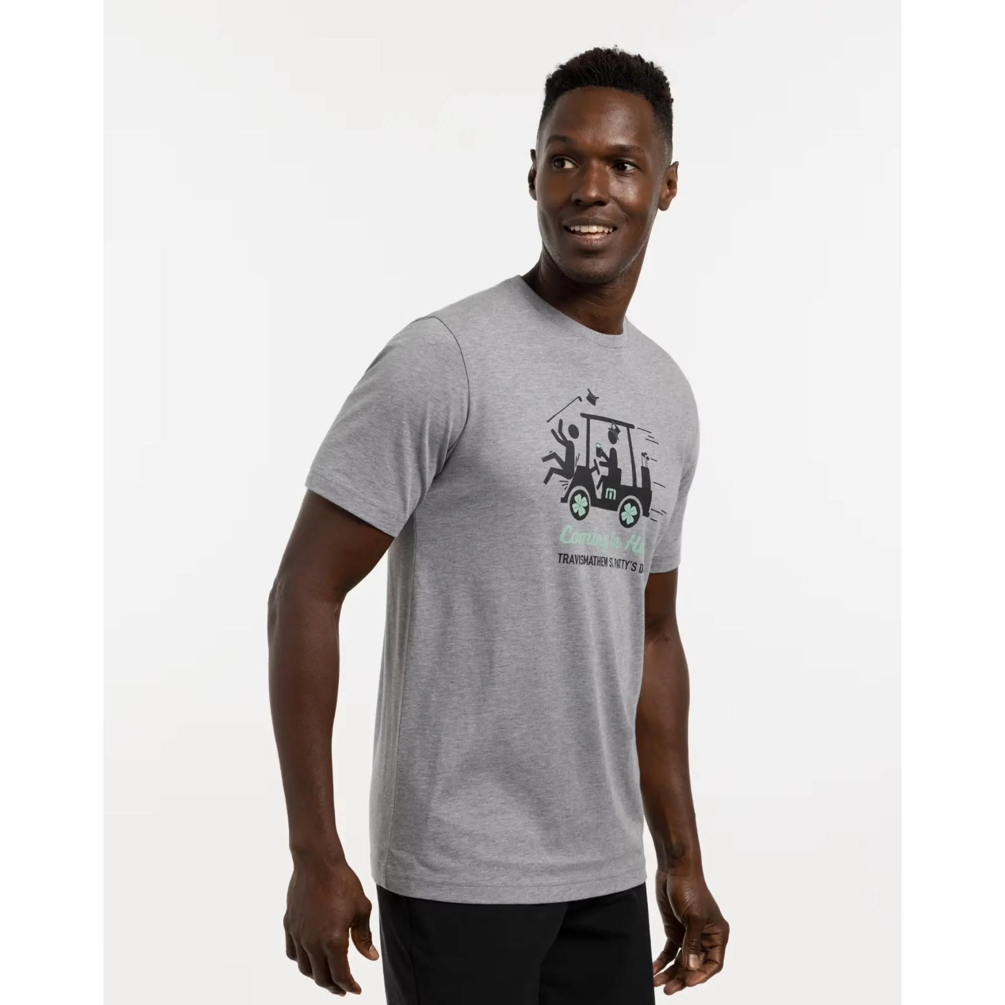 TRAVIS MATHEW MENS LUCK OF THE IRISH T-SHIRT - HEATHER GREY