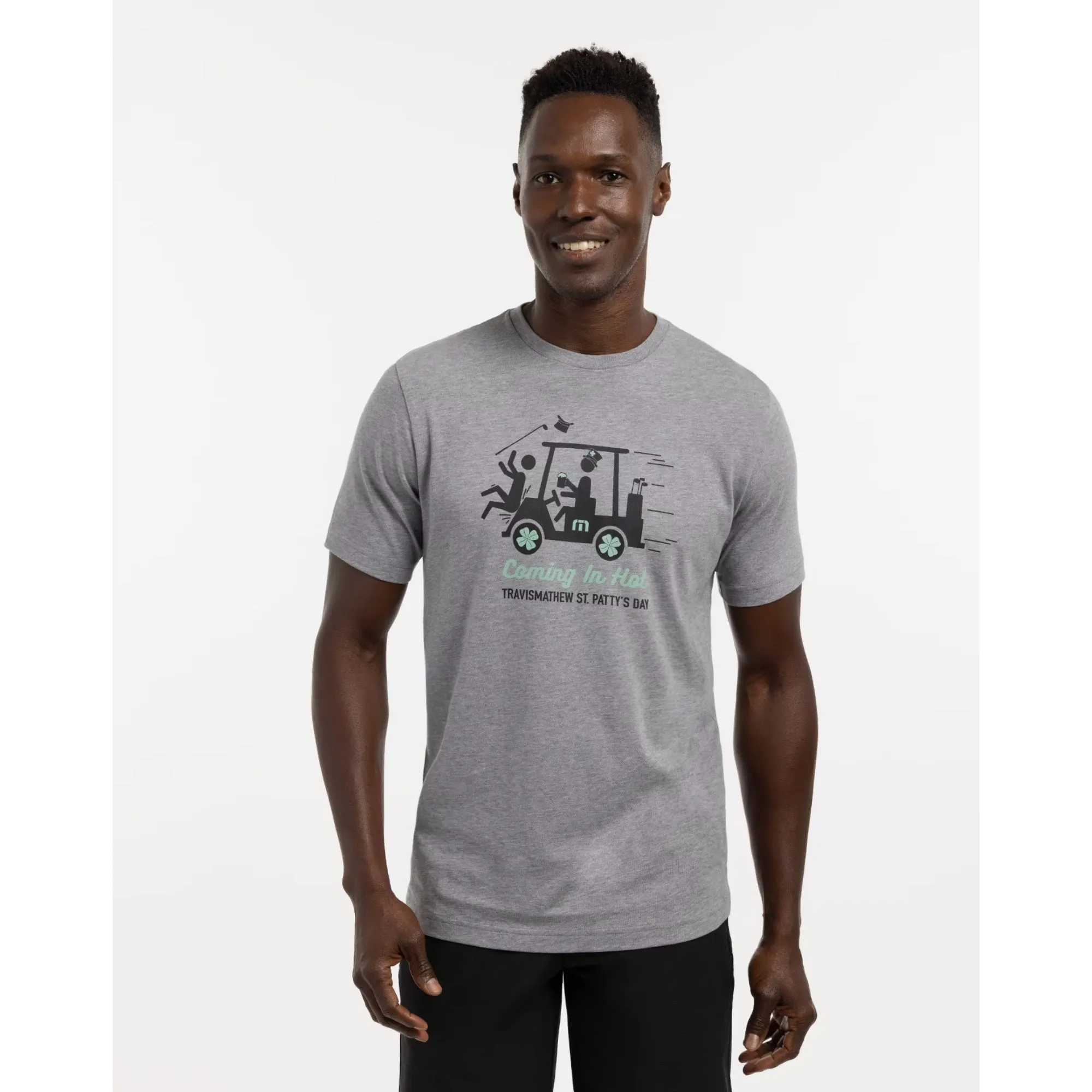 TRAVIS MATHEW MENS LUCK OF THE IRISH T-SHIRT - HEATHER GREY