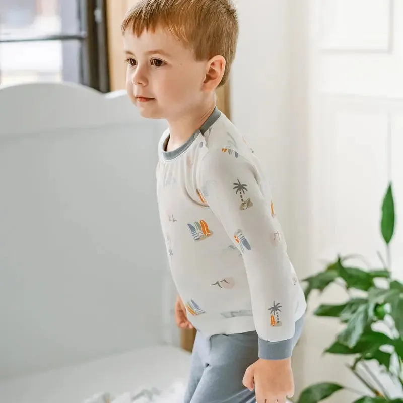 Two-Piece Long Sleeve PJ Set - Pastel Waves