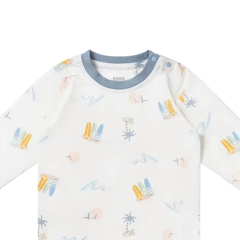 Two-Piece Long Sleeve PJ Set - Pastel Waves