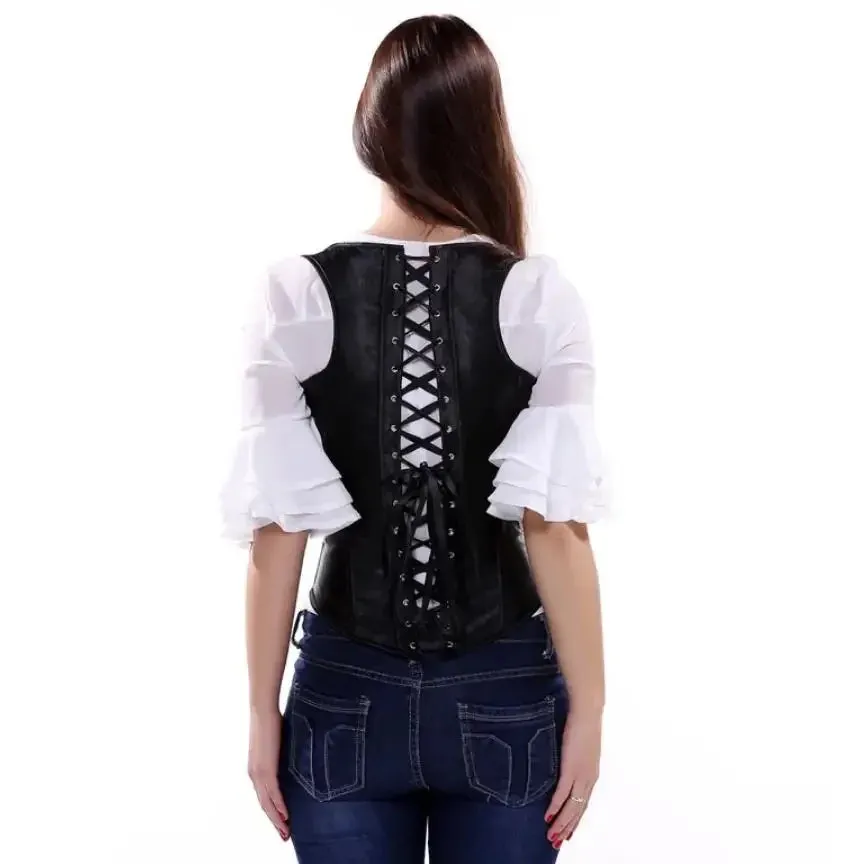Underbust Corset Black Satin Women's Sexy Waist Trainer Bustier Top Vest Shoulder Straps Gothic Corselet Plus Size