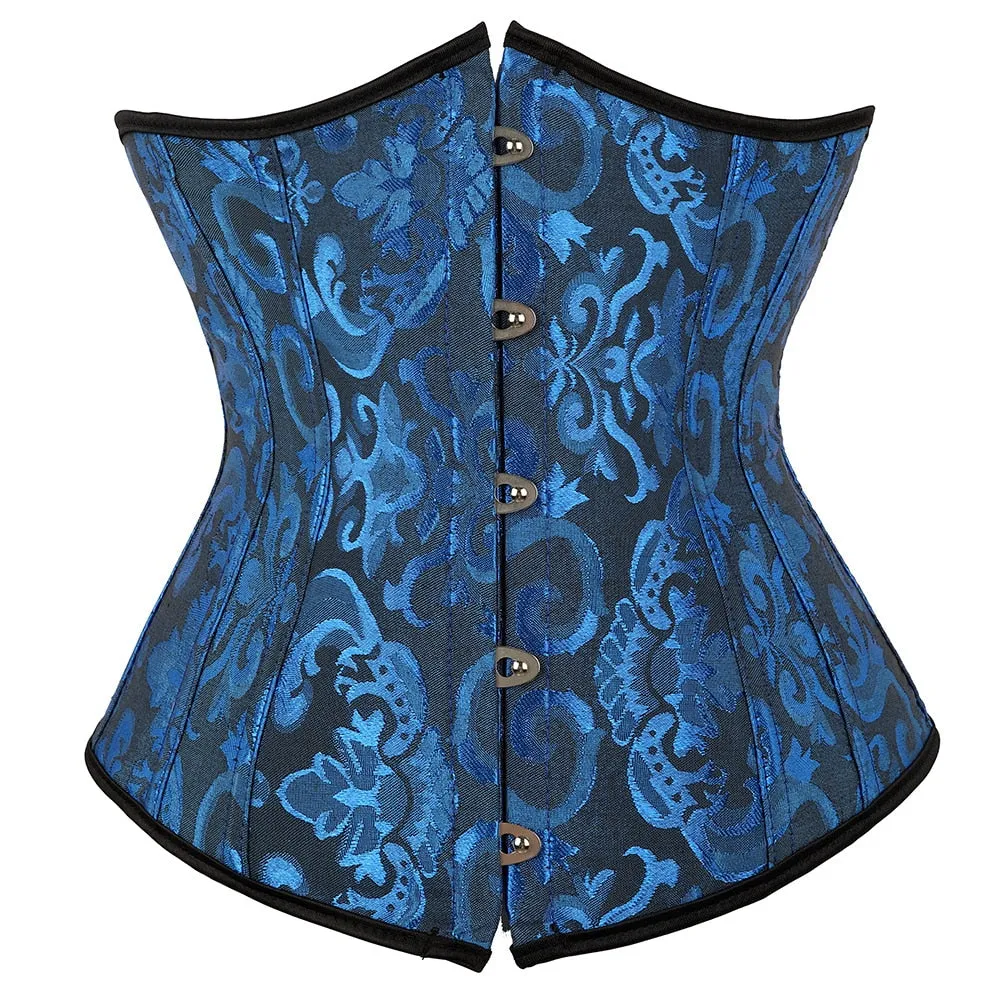 Underbust Corset Women's Underwear Waist Slimming Body Shaper Corset Top for Women Steampunk Lace-up Corset Belt White