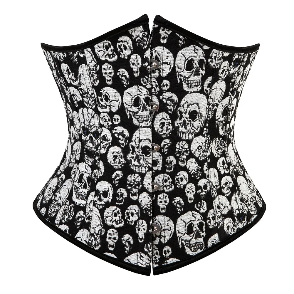 Underbust Corset Women's Underwear Waist Slimming Body Shaper Corset Top for Women Steampunk Lace-up Corset Belt White