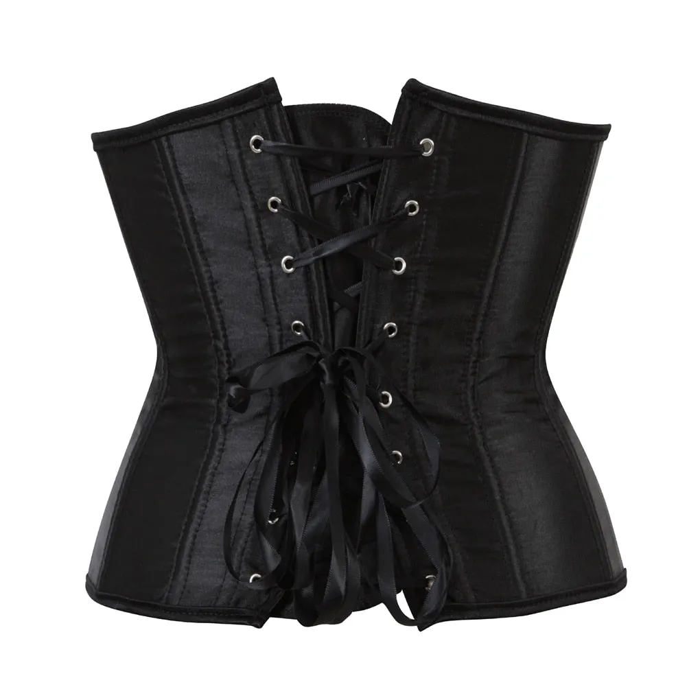 Underbust Corset Women's Underwear Waist Slimming Body Shaper Corset Top for Women Steampunk Lace-up Corset Belt White