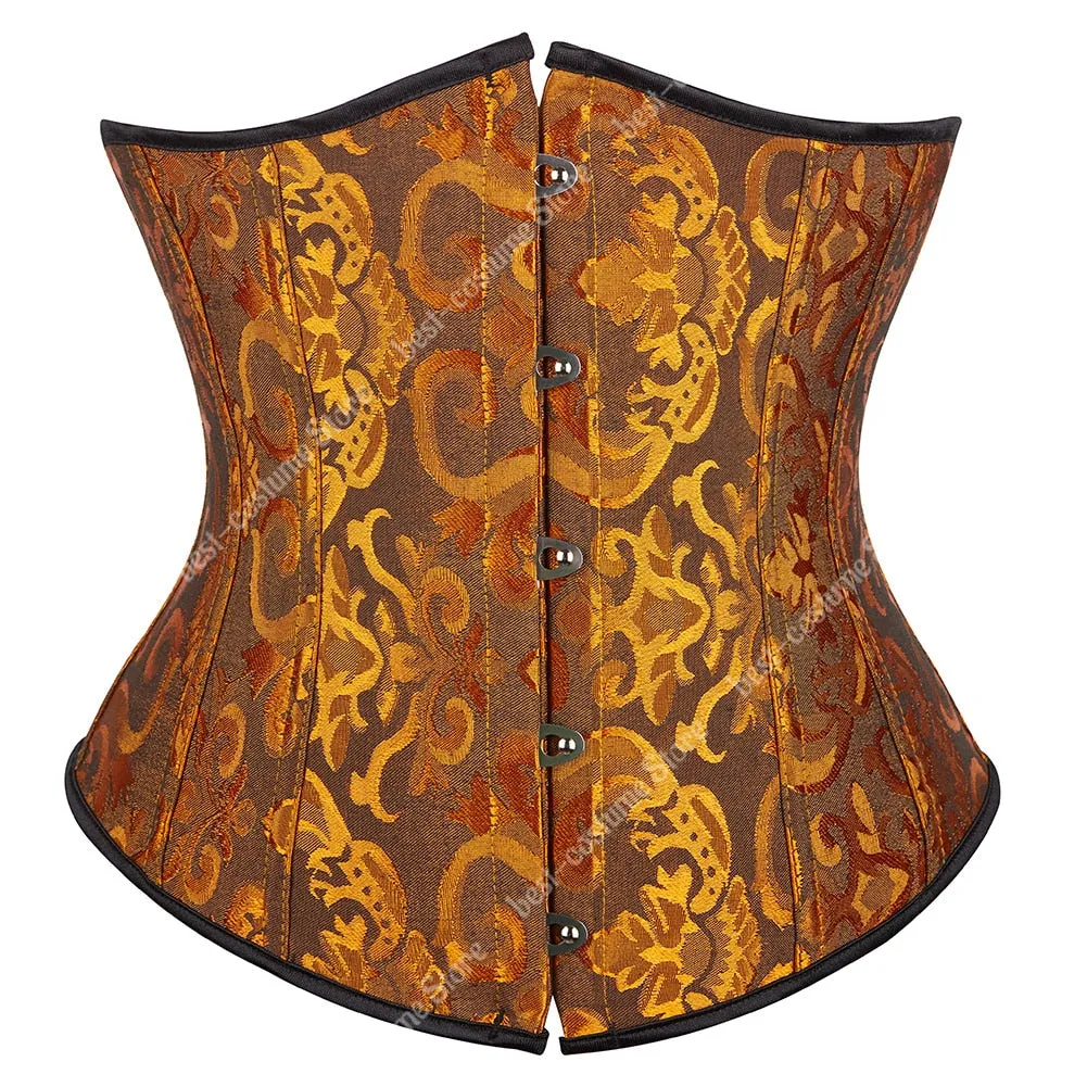 Underbust Corset Women's Underwear Waist Slimming Body Shaper Corset Top for Women Steampunk Lace-up Corset Belt White