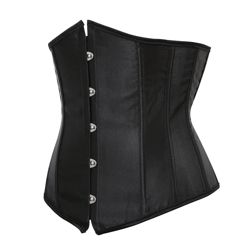 Underbust Corset Women's Underwear Waist Slimming Body Shaper Corset Top for Women Steampunk Lace-up Corset Belt White